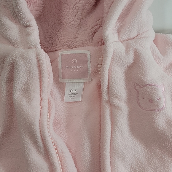 Old Navy Fleece Bear Snow Suit Pink 0-3 Months - Picture 3 of 10